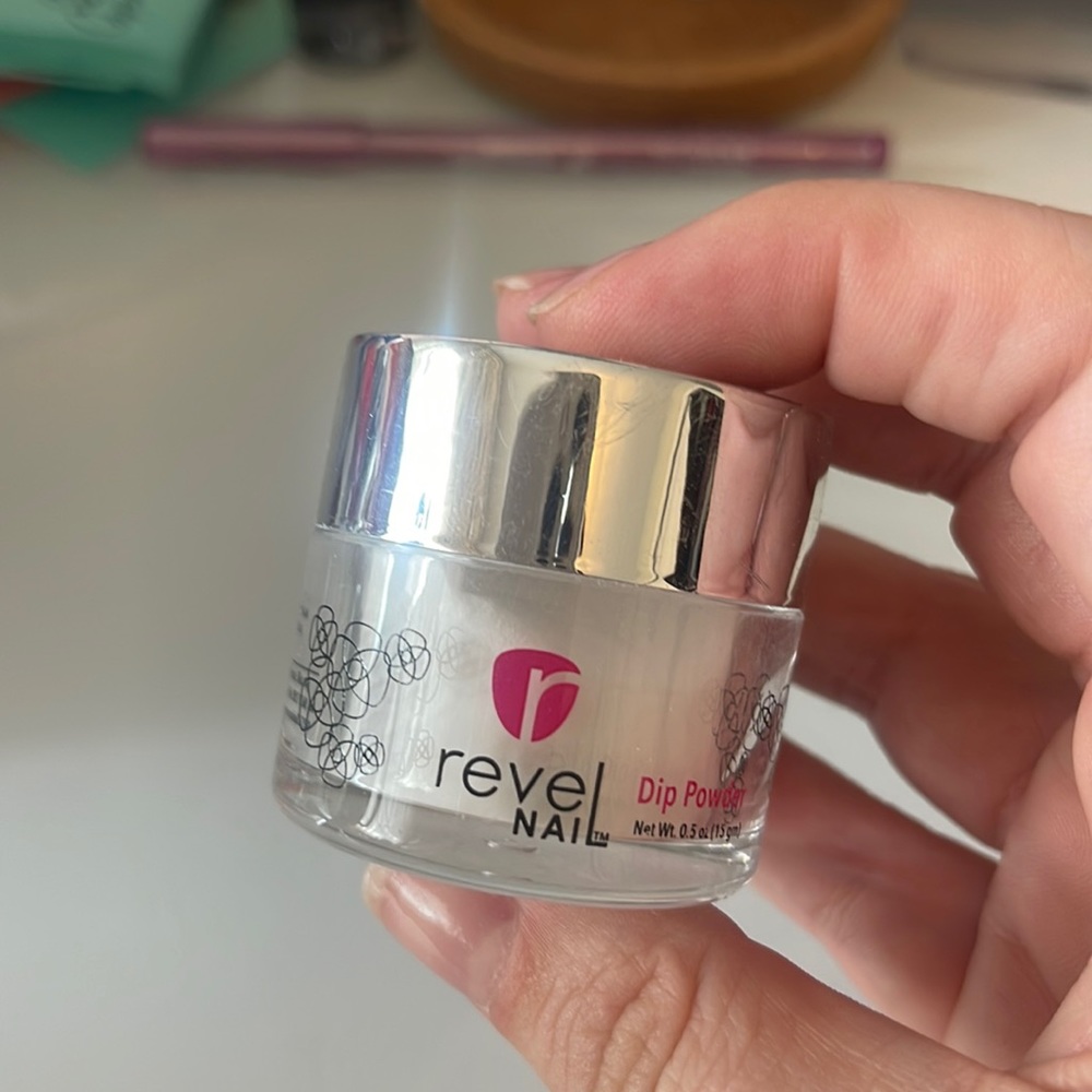 Revel nail dip powder nail polish, shade D74 Veronica (French White) 0.5oz jar